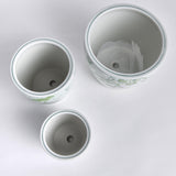 Napa Green/White IMPERIAL FLOWER POTS, SET OF 3