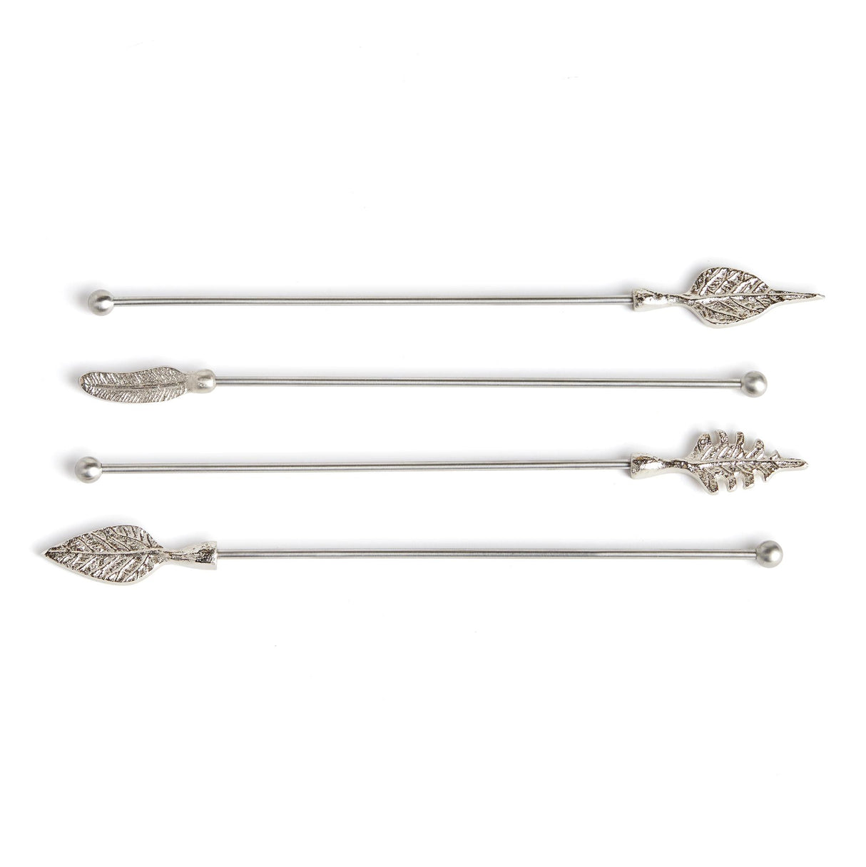 Napa Stainless Steel LEAF SWIZZLE STICKS, SET OF 4
