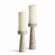 Napa Gray and White TERRENE CANDLE STANDS, SET OF 2