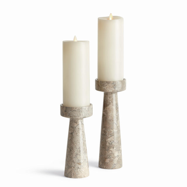 Napa Gray and White TERRENE CANDLE STANDS, SET OF 2