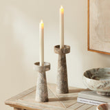 Napa Gray and White TERRENE CANDLE STANDS, SET OF 2