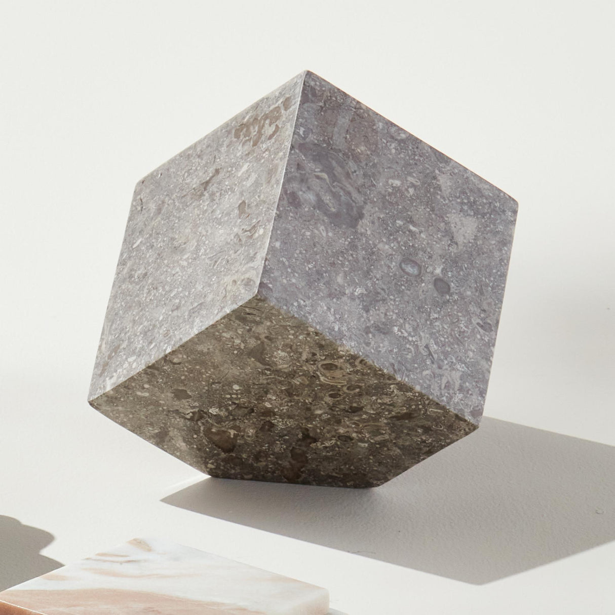 Napa Gray ABSTRACT MARBLE CUBE SCULPTURE