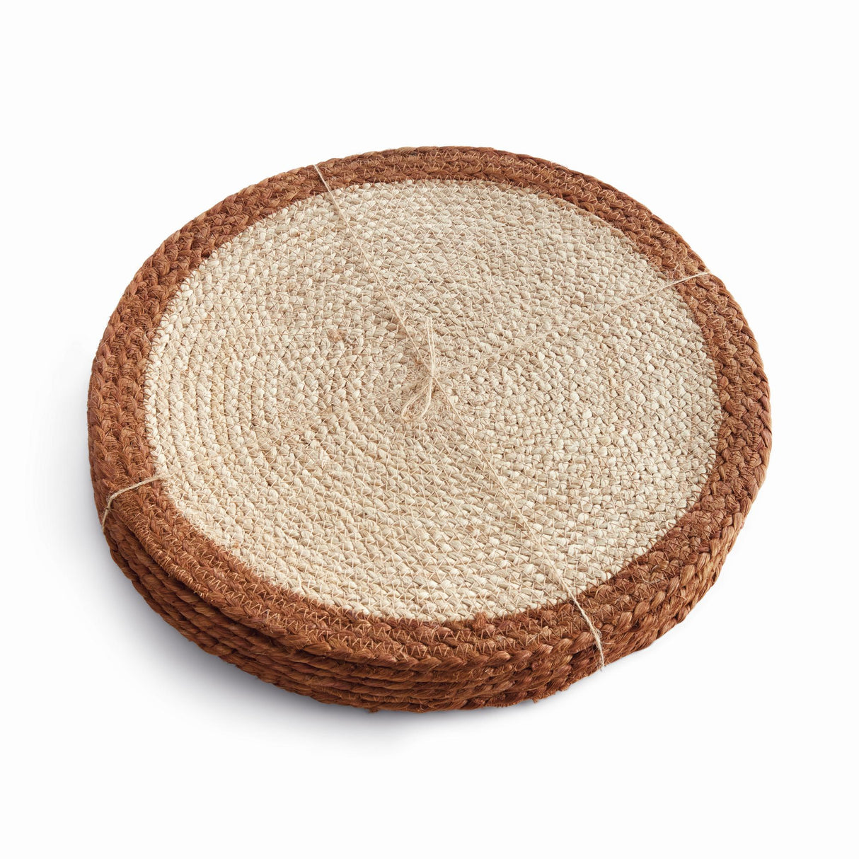 Napa Natural/rust JUTE COIL ROUND PLACEMATS, SET OF 8