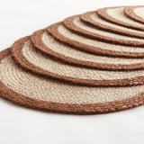 Napa Natural/rust JUTE COIL ROUND PLACEMATS, SET OF 8
