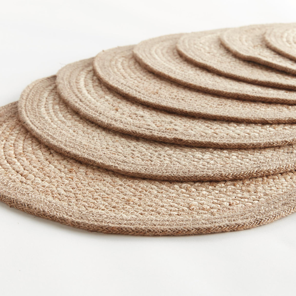 Napa Natural/taupe JUTE COIL ROUND PLACEMATS, SET OF 8