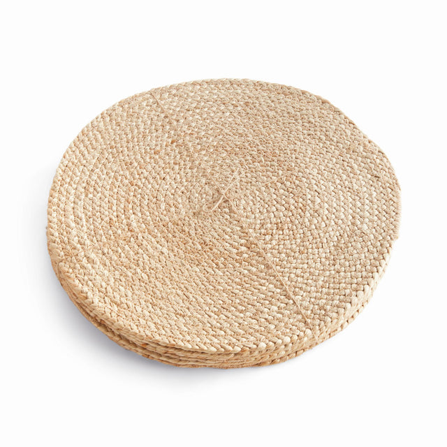 Napa Natural JUTE COIL ROUND PLACEMATS, SET OF 8