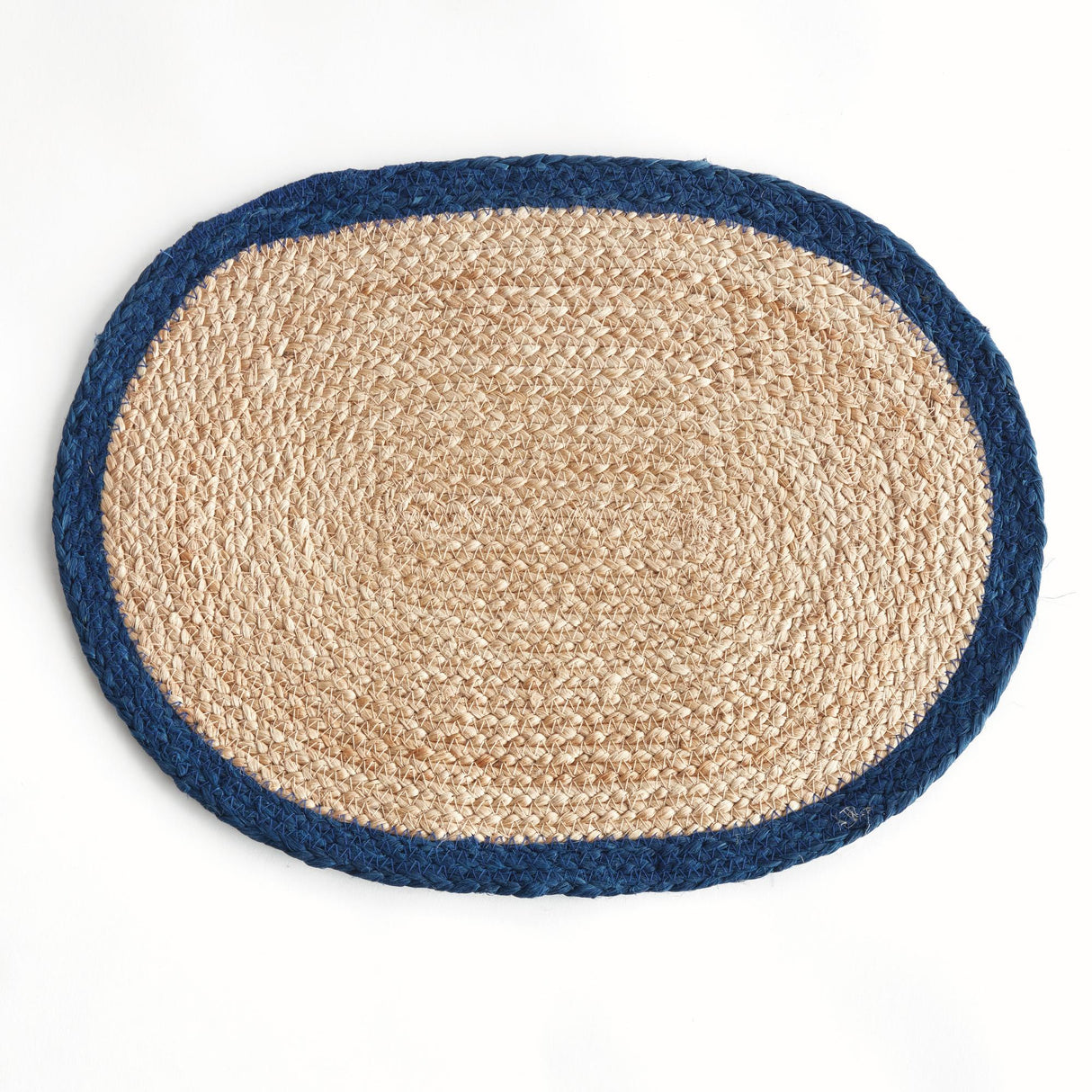 Napa Natural/navy JUTE COIL OVAL PLACEMATS, SET OF 8