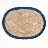 Napa Natural/navy JUTE COIL OVAL PLACEMATS, SET OF 8