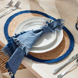 Napa Natural/navy JUTE COIL OVAL PLACEMATS, SET OF 8