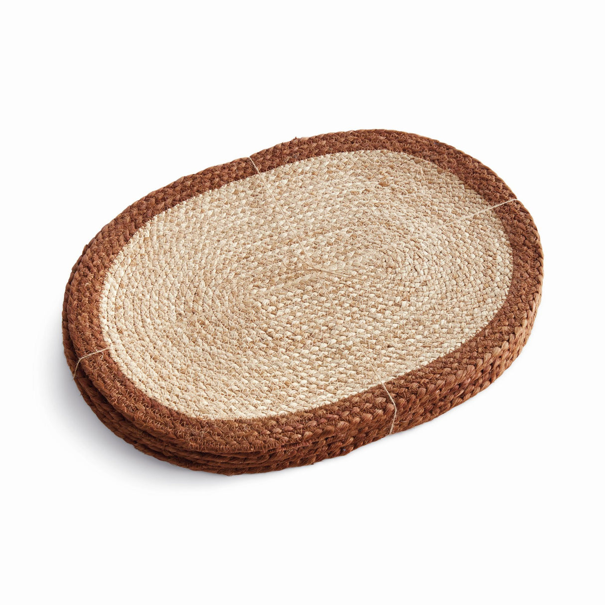 Napa Natural/rust JUTE COIL OVAL PLACEMATS, SET OF 8