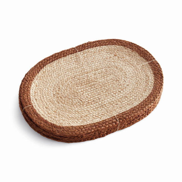 Napa Natural/rust JUTE COIL OVAL PLACEMATS, SET OF 8