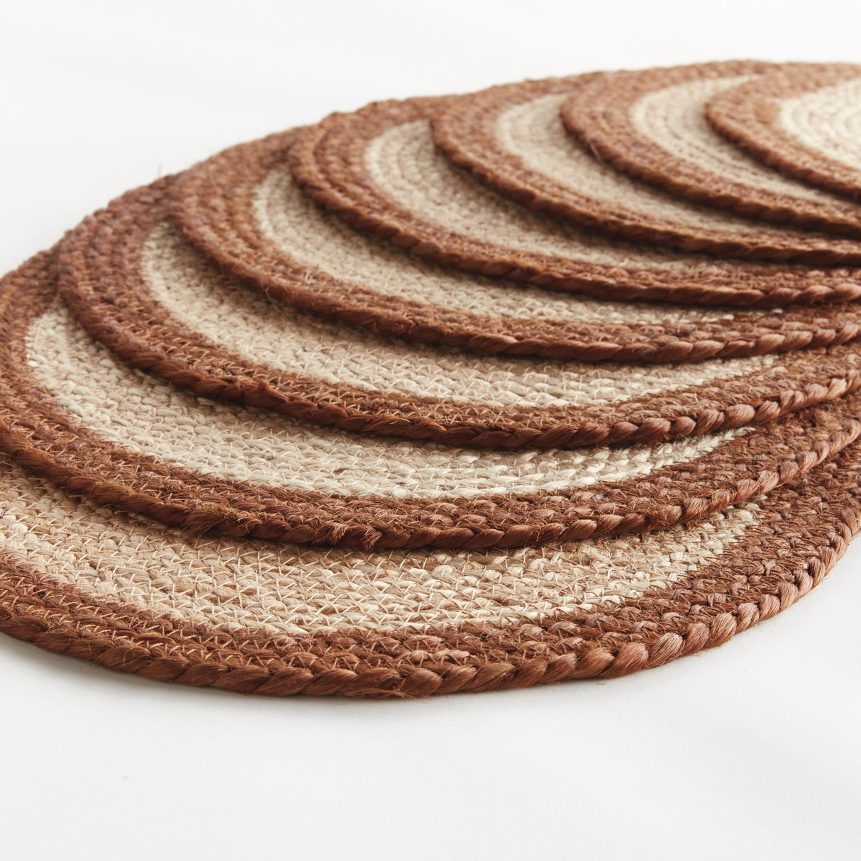 Napa Natural/rust JUTE COIL OVAL PLACEMATS, SET OF 8