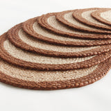 Napa Natural/rust JUTE COIL OVAL PLACEMATS, SET OF 8