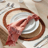 Napa Natural/rust JUTE COIL OVAL PLACEMATS, SET OF 8