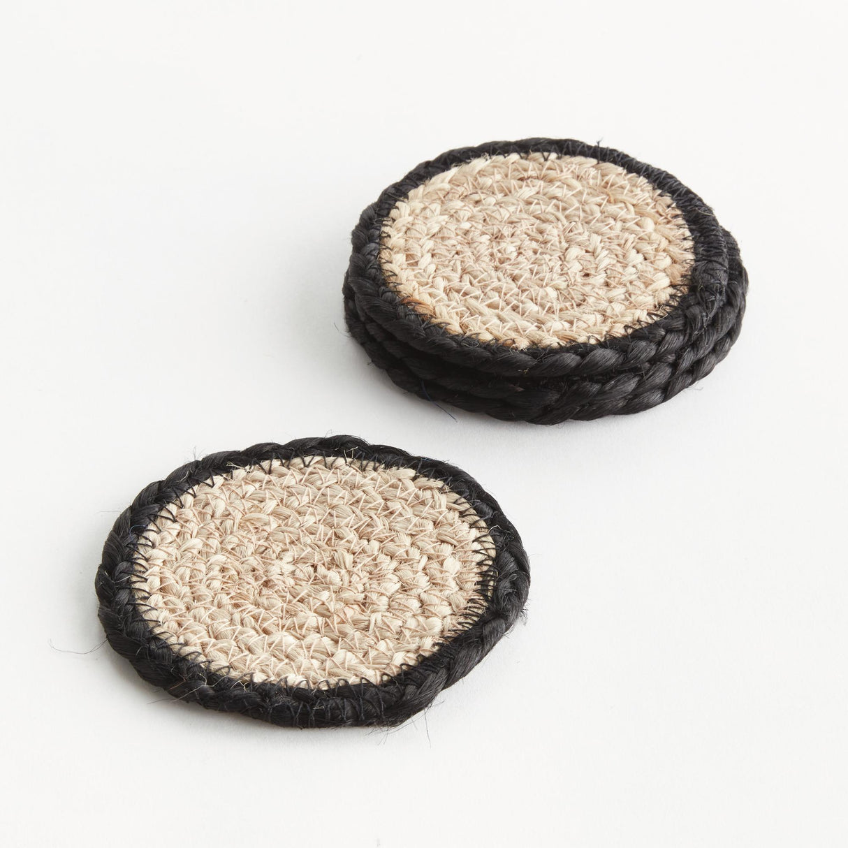 Napa Natural/black JUTE COASTERS, SET OF 4