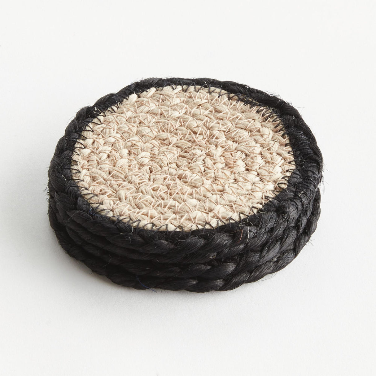 Napa Natural/black JUTE COASTERS, SET OF 4