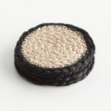 Napa Natural/black JUTE COASTERS, SET OF 4