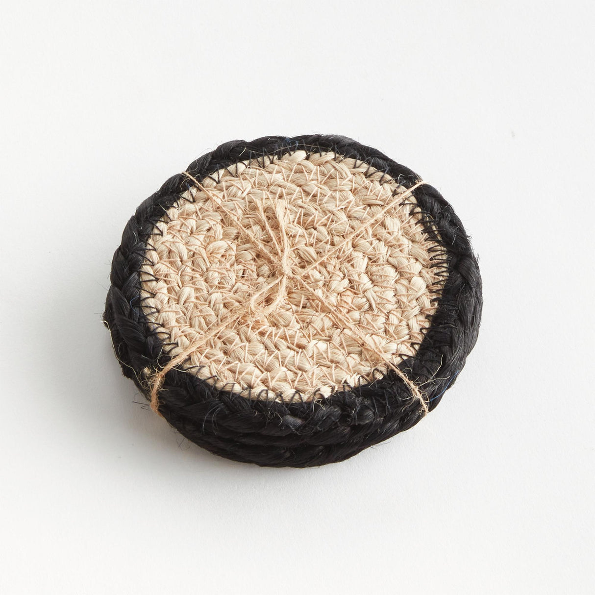 Napa Natural/black JUTE COASTERS, SET OF 4