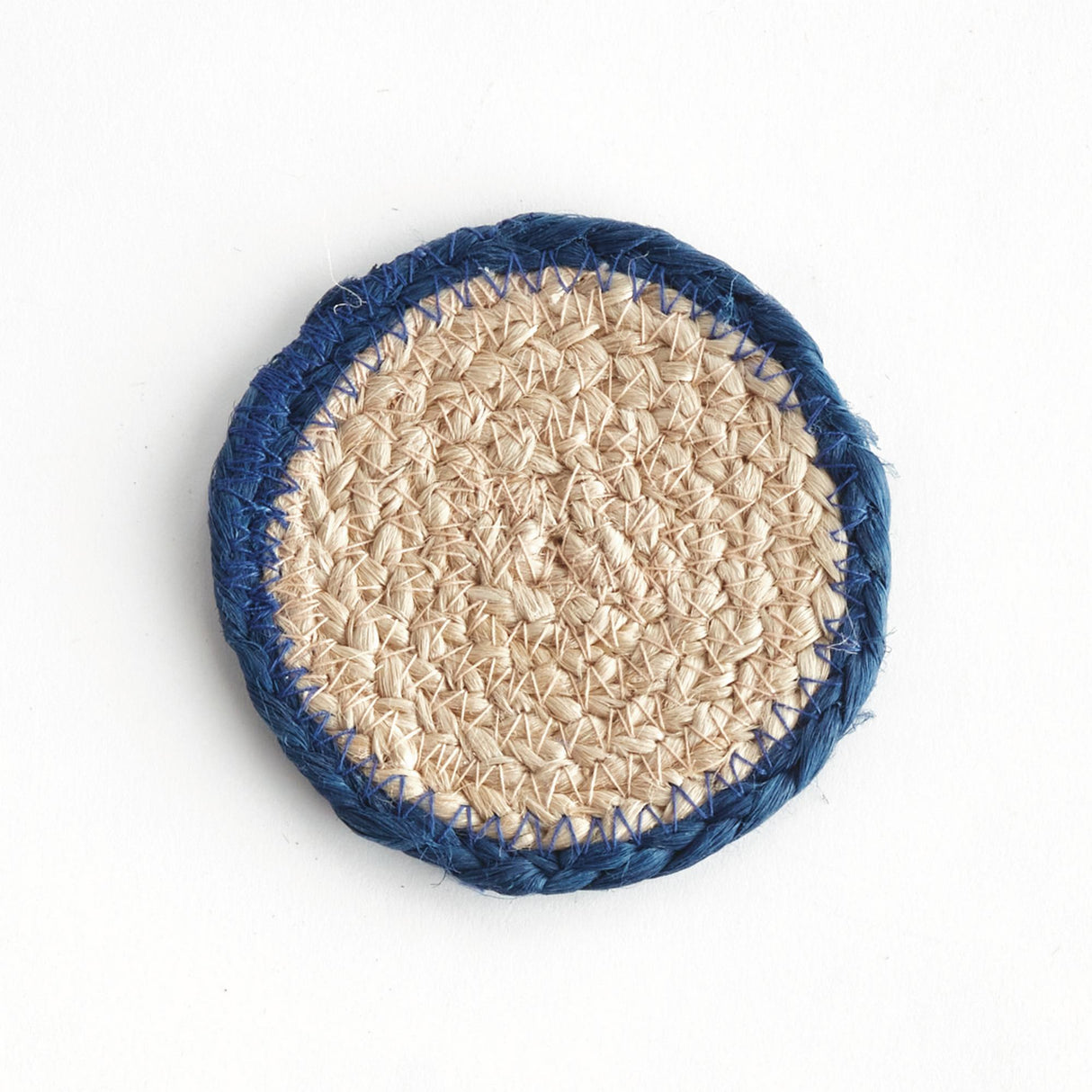 Napa Natural/navy JUTE COASTERS, SET OF 4