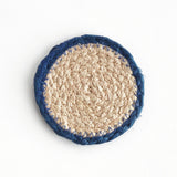 Napa Natural/navy JUTE COASTERS, SET OF 4