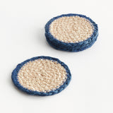 Napa Natural/navy JUTE COASTERS, SET OF 4