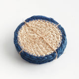 Napa Natural/navy JUTE COASTERS, SET OF 4