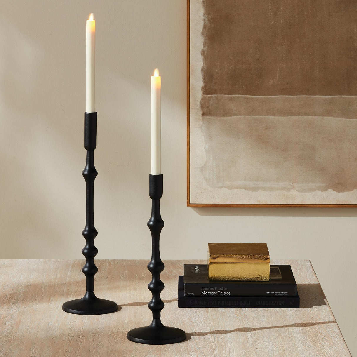 Napa Black NICHOLAS TAPER HOLDERS, SET OF 2