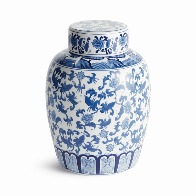 Napa Blue and White BARCLAY BUTERA DYNASTY BLOSSOM LIDDED JAR