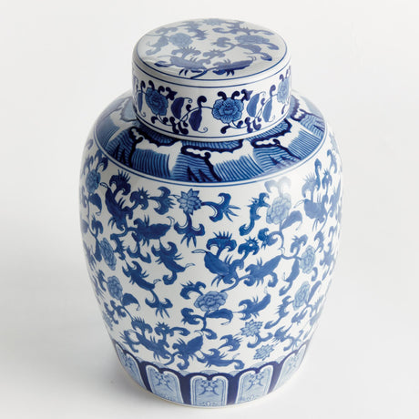 Napa Blue and White BARCLAY BUTERA DYNASTY BLOSSOM LIDDED JAR