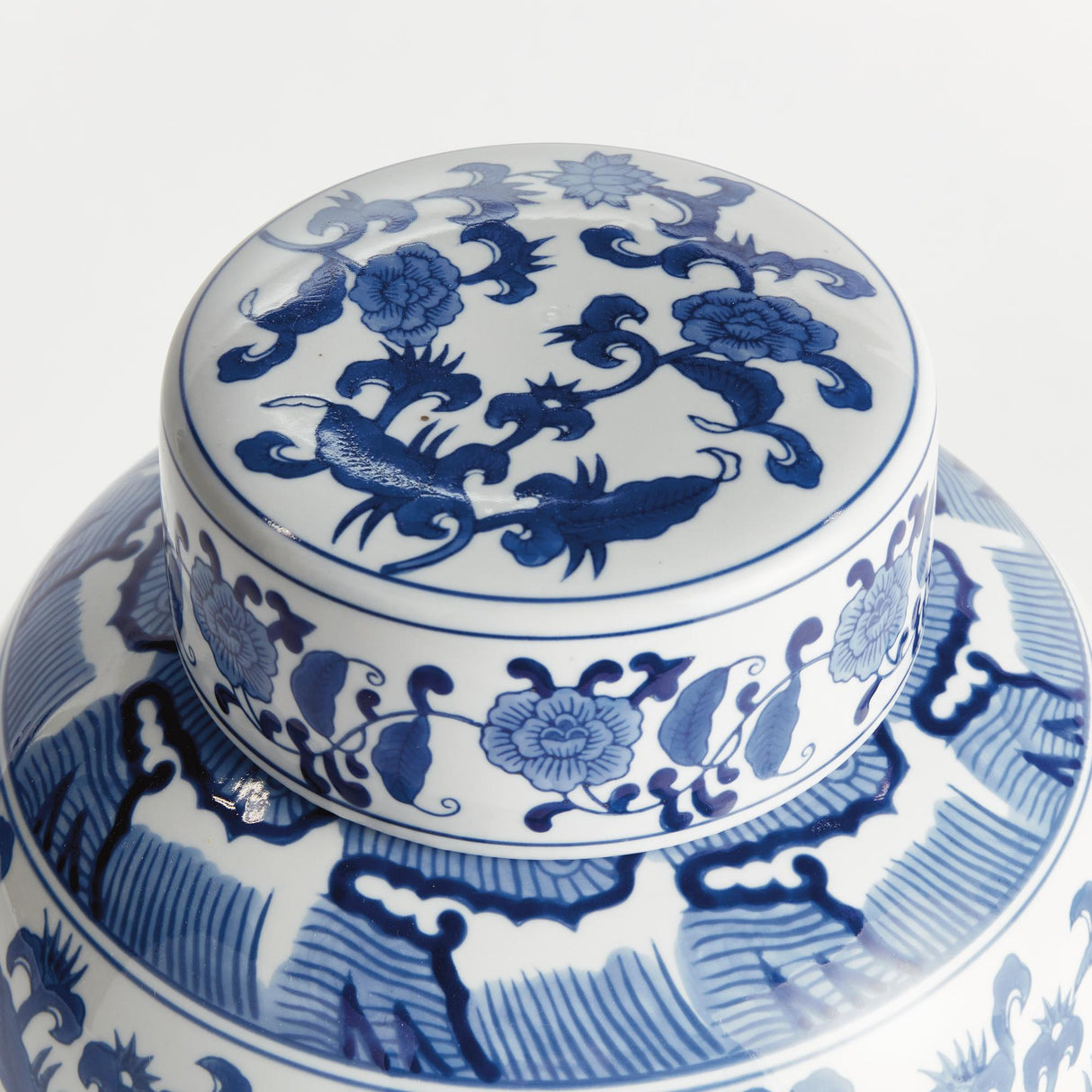 Napa Blue and White BARCLAY BUTERA DYNASTY BLOSSOM LIDDED JAR