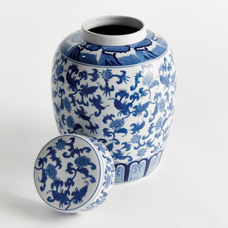 Napa Blue and White BARCLAY BUTERA DYNASTY BLOSSOM LIDDED JAR