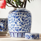 Napa Blue and White BARCLAY BUTERA DYNASTY BLOSSOM LIDDED JAR