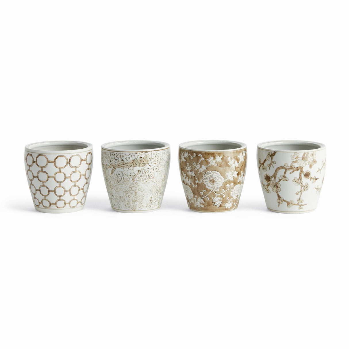 Napa Brown and white PROVINCE POTS, SET OF 4