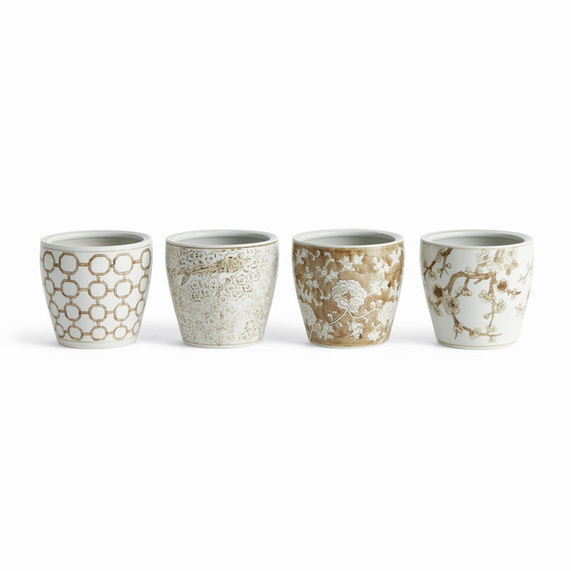 Napa Brown and white PROVINCE POTS, SET OF 4