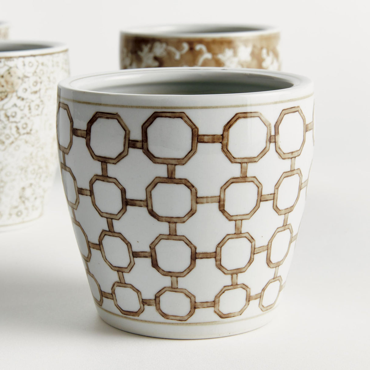 Napa Brown and white PROVINCE POTS, SET OF 4