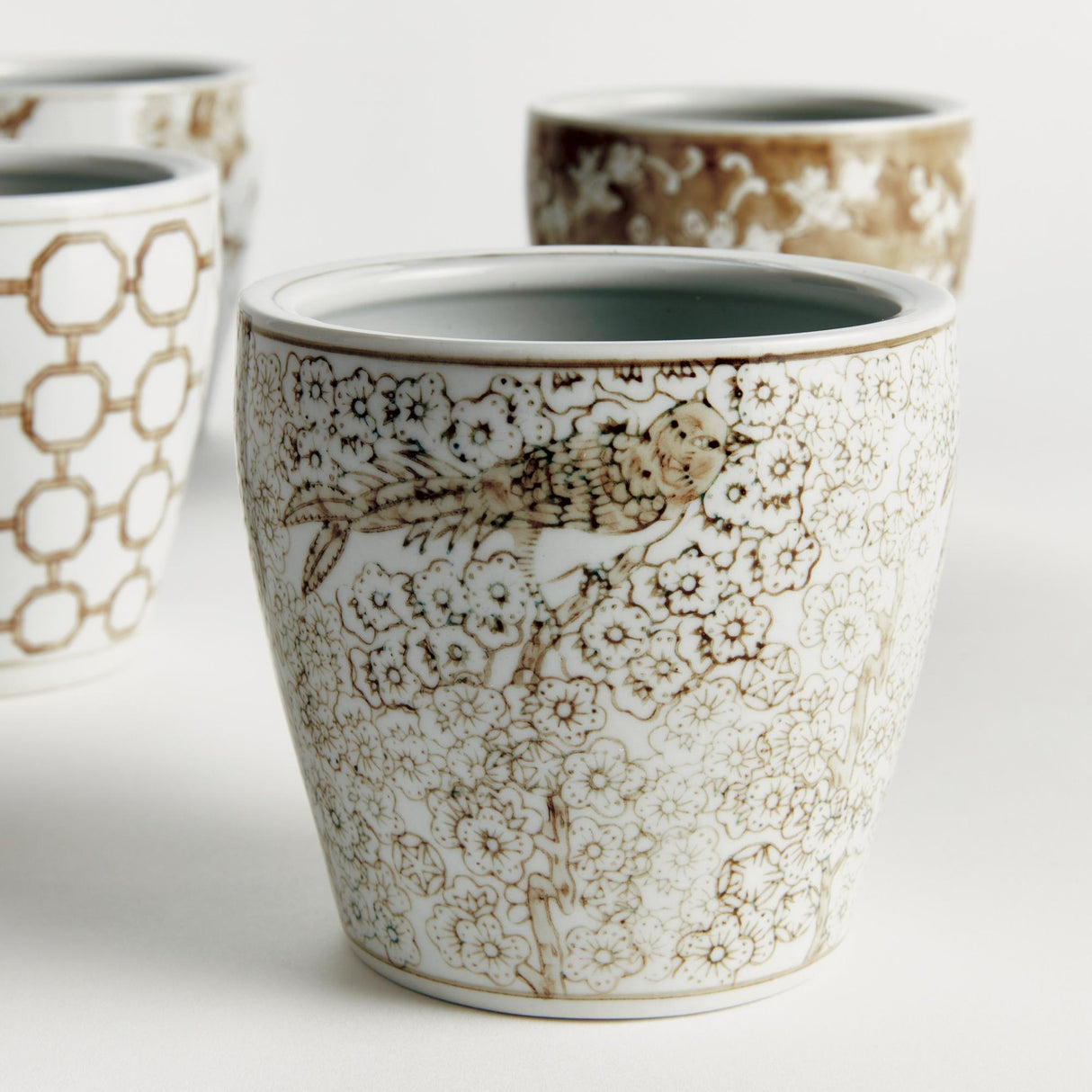 Napa Brown and white PROVINCE POTS, SET OF 4