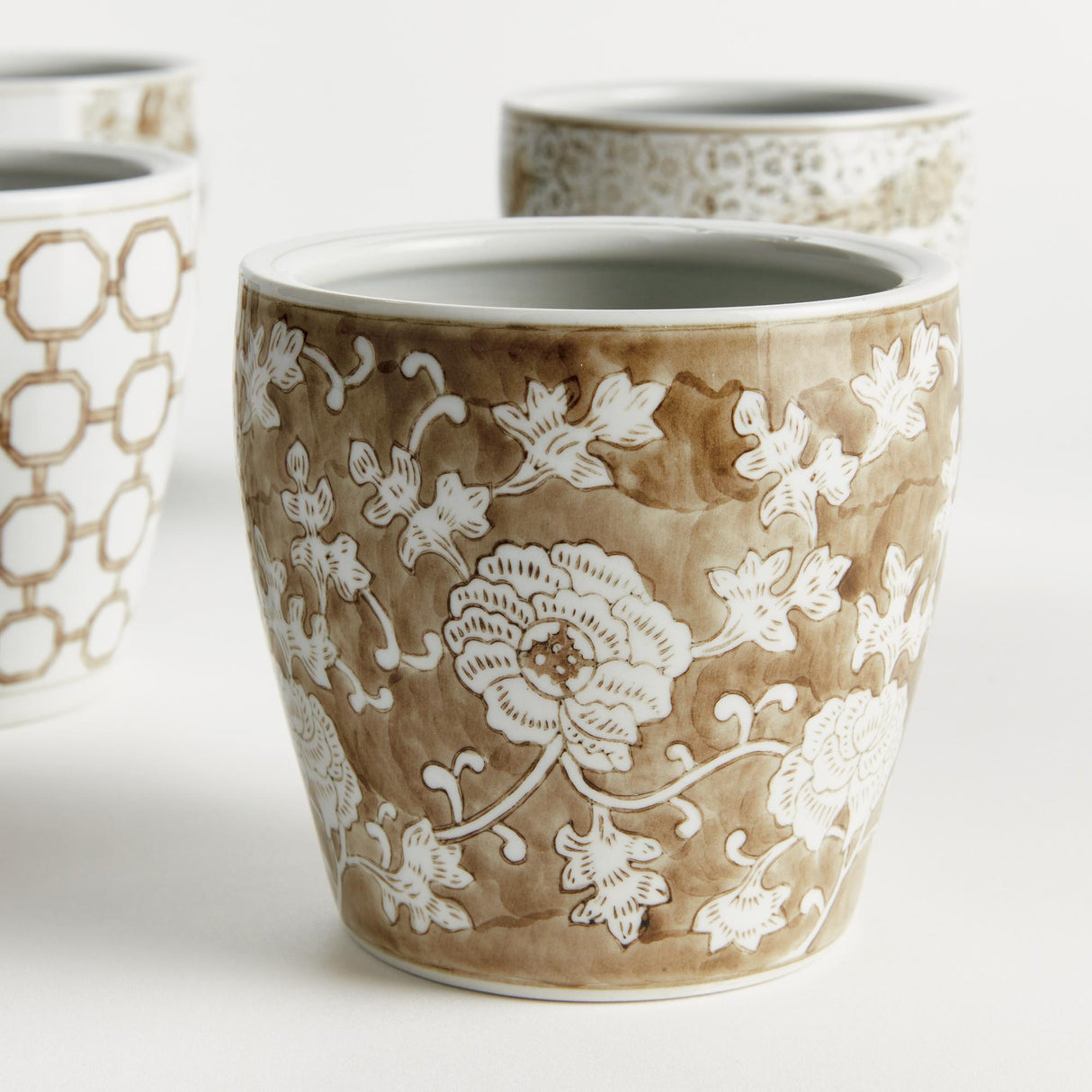 Napa Brown and white PROVINCE POTS, SET OF 4