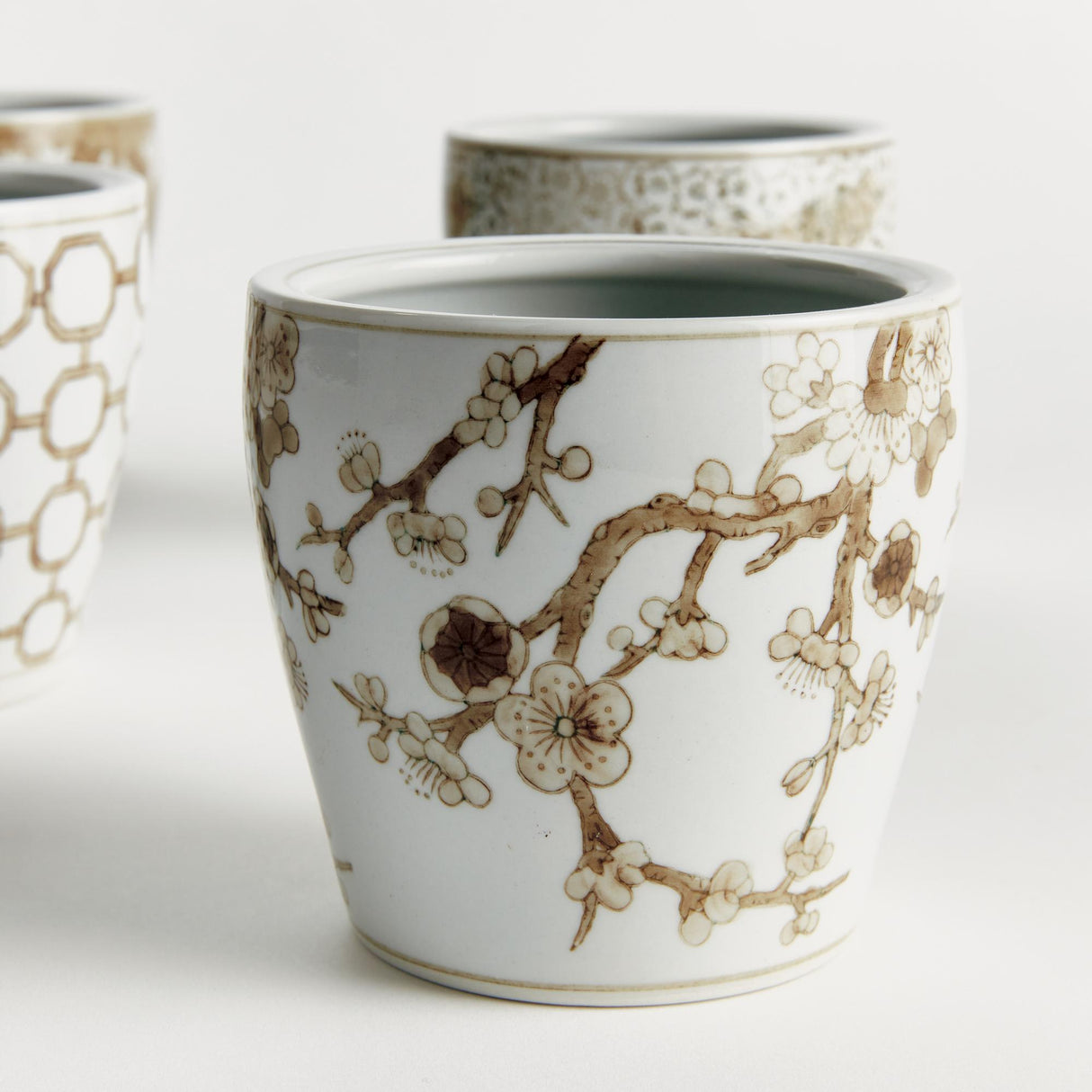 Napa Brown and white PROVINCE POTS, SET OF 4