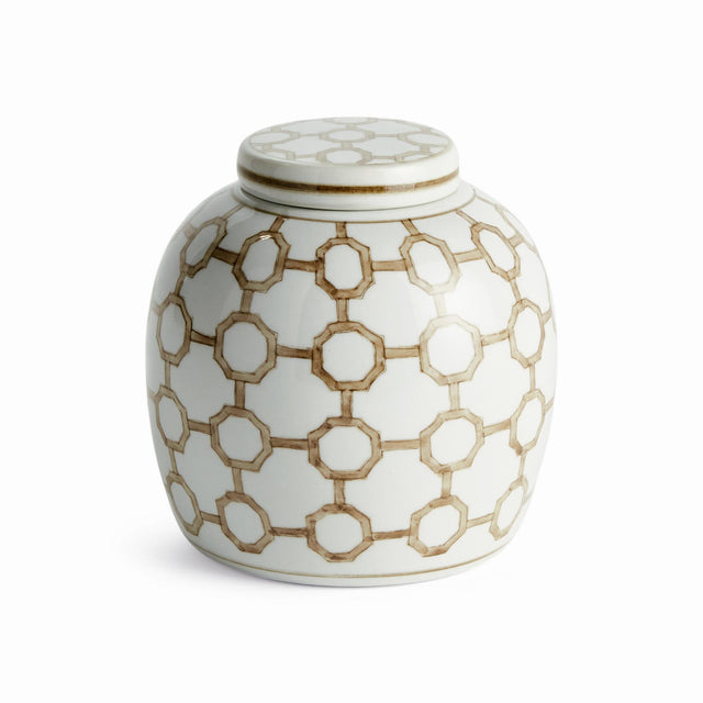 Napa Brown and white PROVINCE LINK LIDDED JAR