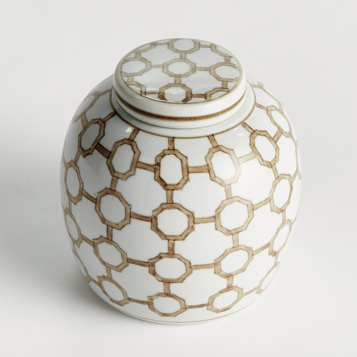 Napa Brown and white PROVINCE LINK LIDDED JAR