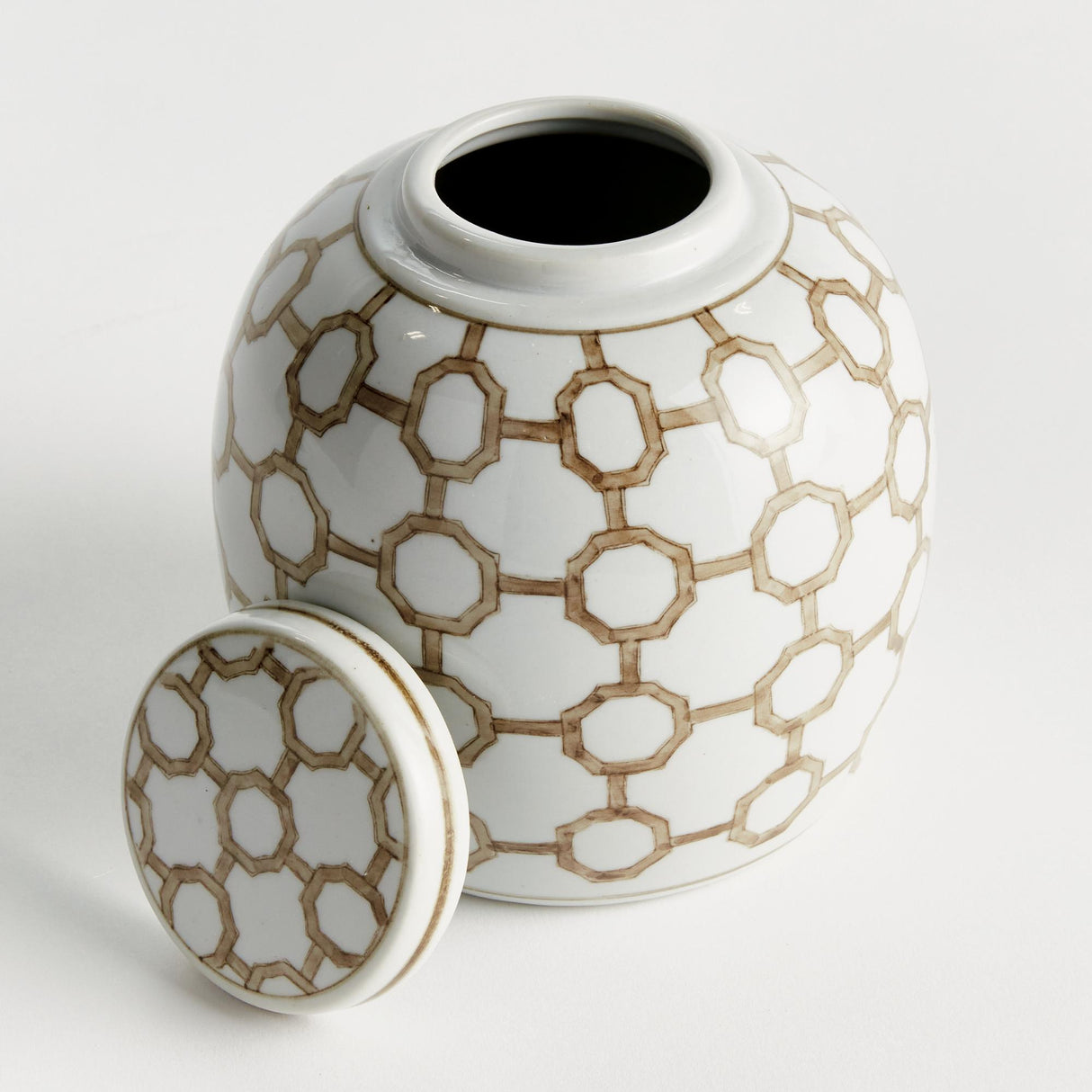 Napa Brown and white PROVINCE LINK LIDDED JAR