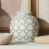 Napa Brown and white PROVINCE LINK LIDDED JAR