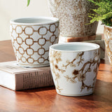 Napa Brown and white PROVINCE MINI FLOWER POTS, SET OF 6