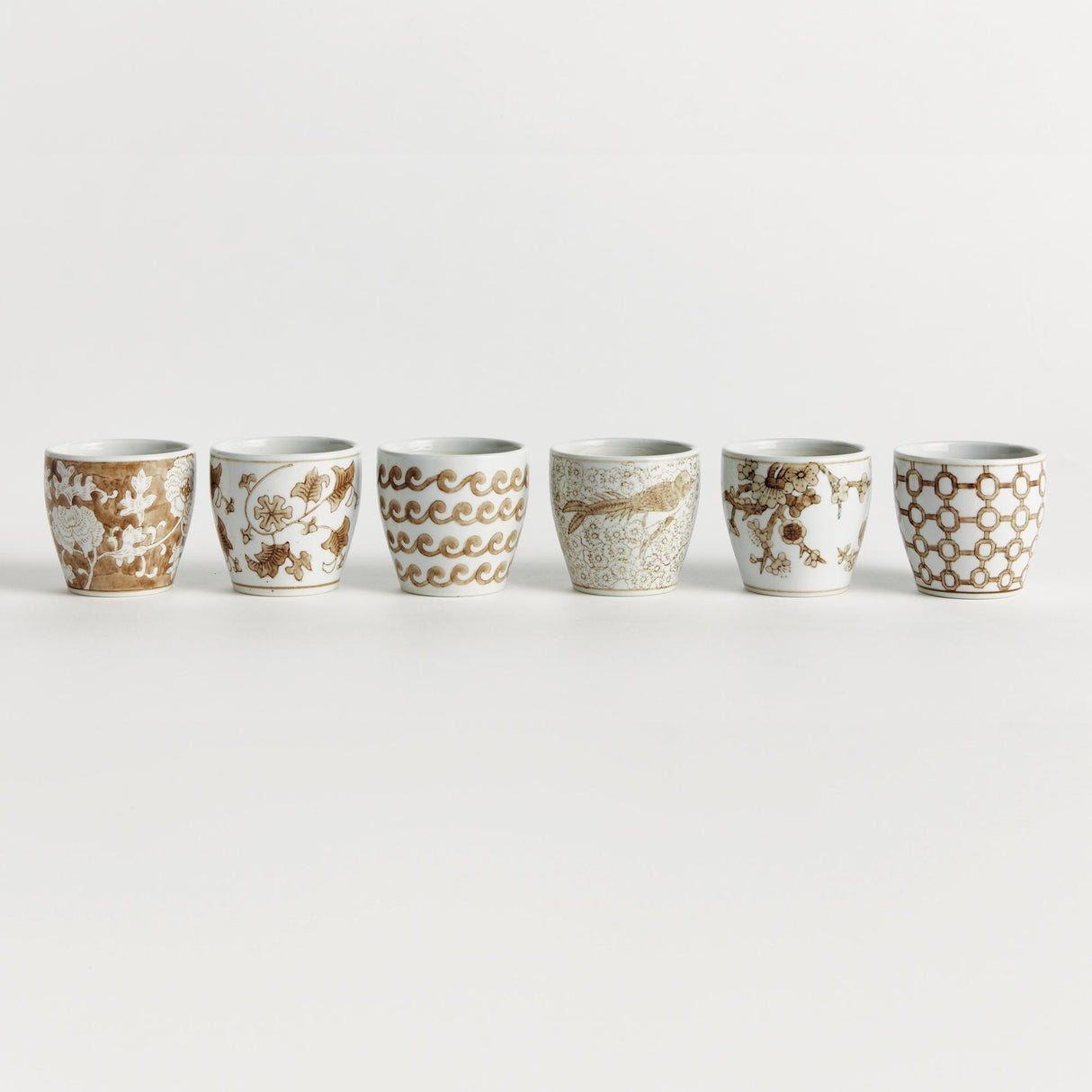 Napa Brown and white PROVINCE MINI FLOWER POTS, SET OF 6