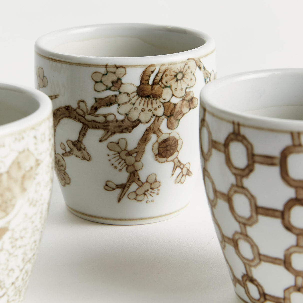 Napa Brown and white PROVINCE MINI FLOWER POTS, SET OF 6