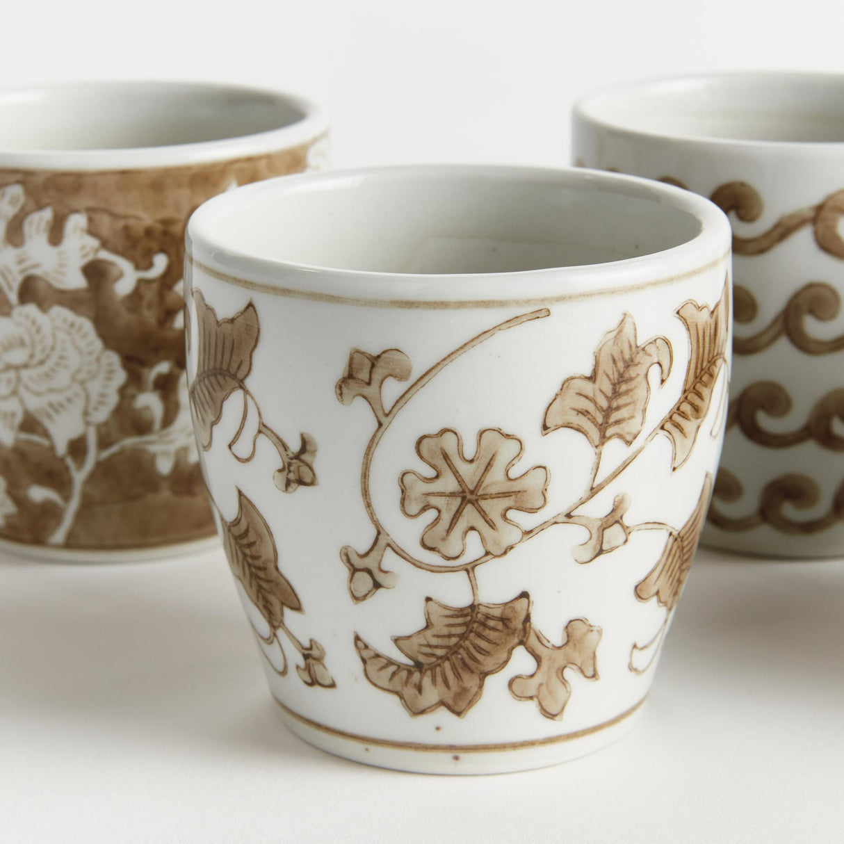 Napa Brown and white PROVINCE MINI FLOWER POTS, SET OF 6