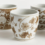 Napa Brown and white PROVINCE MINI FLOWER POTS, SET OF 6