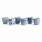 Napa Blue and white BARCLAY BUTERA DYNASTY MINI FLOWER POTS, SET OF 6