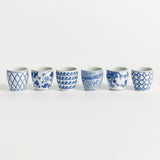 Napa Blue and white BARCLAY BUTERA DYNASTY MINI FLOWER POTS, SET OF 6