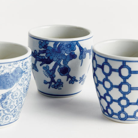 Napa Blue and white BARCLAY BUTERA DYNASTY MINI FLOWER POTS, SET OF 6